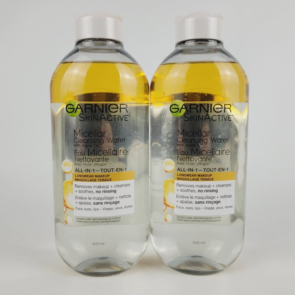 2 Pack Garnier 13.5floz Micellar Cleansing Water Argan Oil Longwear Makeup